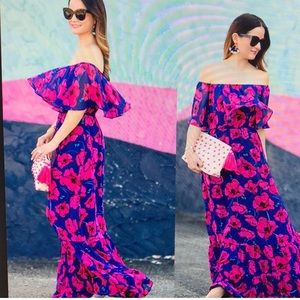 Donna morgan blue and pink maxi dress
